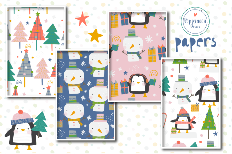 festive-penguins-paper-set