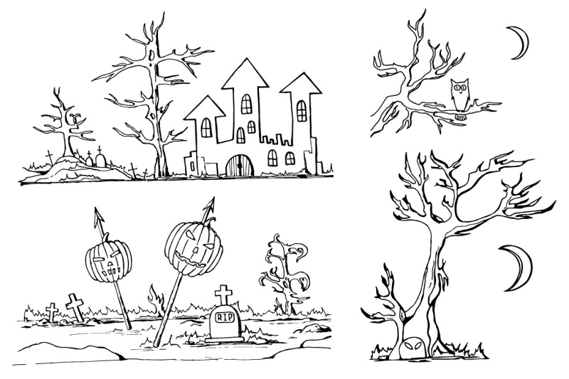 hand-drawn-halloween-silhouettes-illustrations