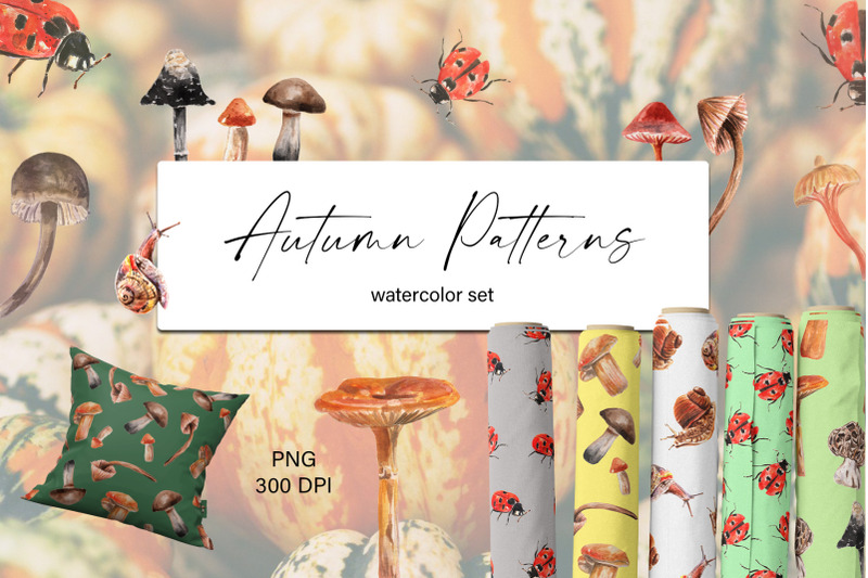 autumn-cute-watercolor-patterns-set-digital-papers-png
