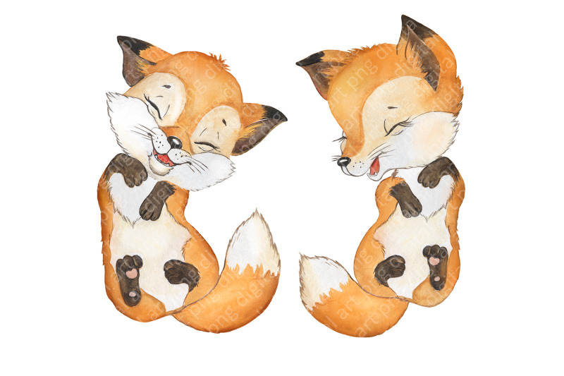 fox-watercolor-clipart-autumn-leaf-fall-clipart-forest-animals