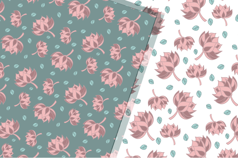 lotus-digital-paper-pattern-lotus-in-pastel-colors