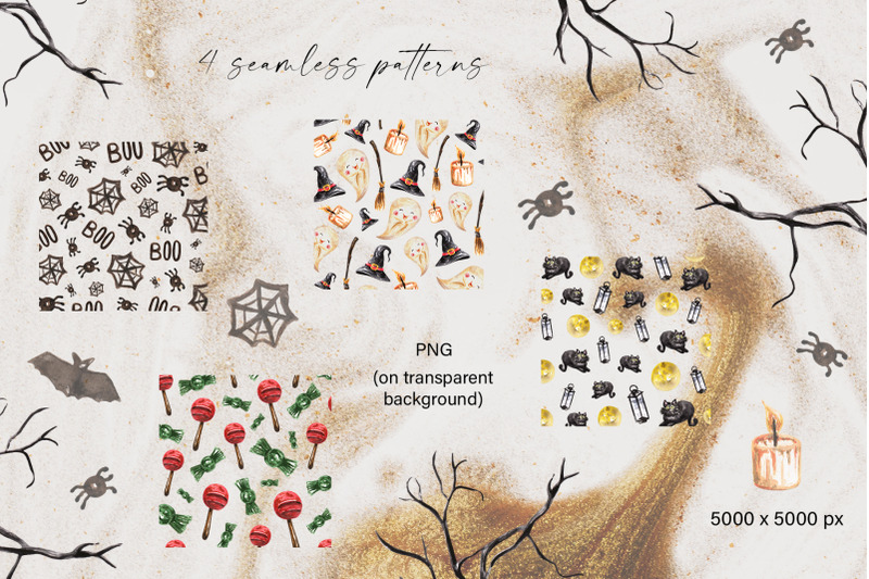 halloween-cute-watercolor-patterns-set-digital-papers-png