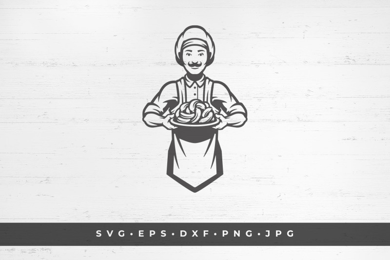 a-mustachioed-man-chef-holding-a-dish-with-sausages-in-his-hands-vect