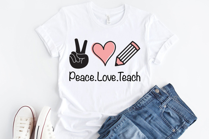 Peace Love Teach Svg Dxf Pdf Eps Png By Craftlabsvg Thehungryjpeg Com