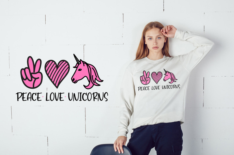 Download Peace Love Unicorns SVG, DXF, PDF, EPS, PNG By CraftLabSVG ...