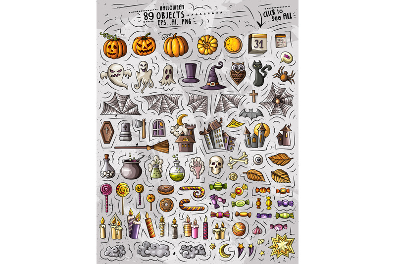 halloween-cartoon-objects-set