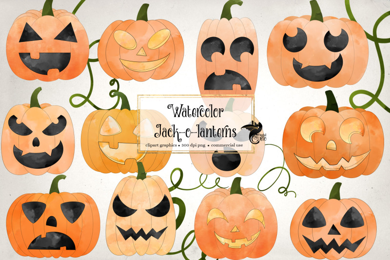 watercolor-jack-o-lanterns