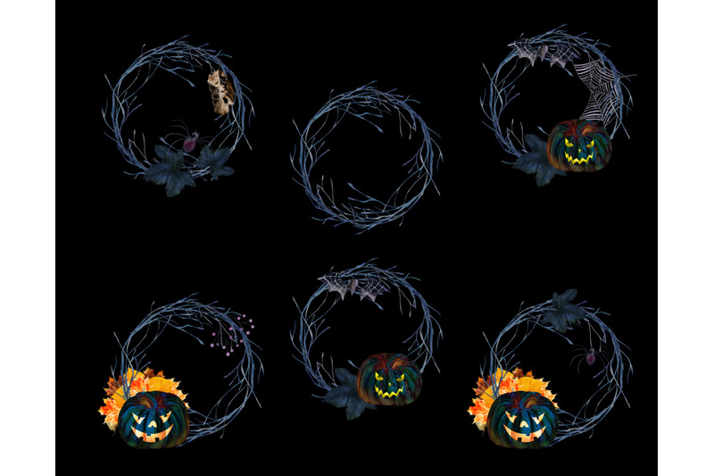 halloween-pumpkin-clipart-spooky-autumn-clipart-with-spider-bat