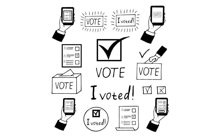 vote-sketch-hand-drawn-set-doodle