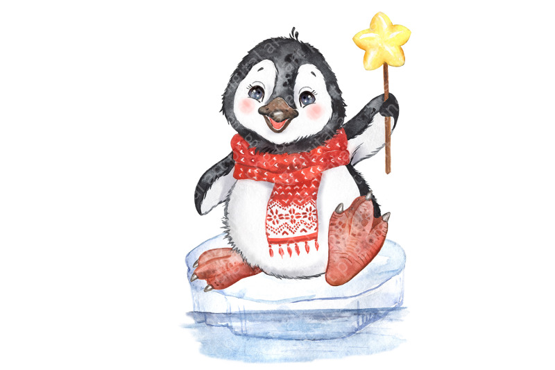 antarctic-animals-christmas-clipart-cute-penguin-baby-seal-bird