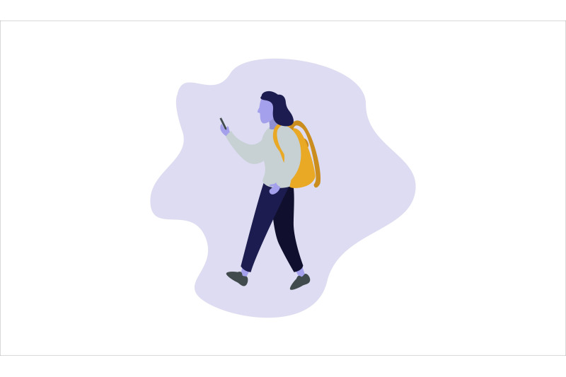 flat-illustration-walking-with-gadget