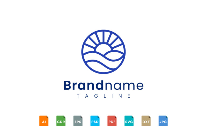 monoline-ocean-logo-template