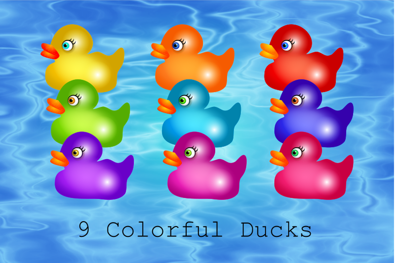 cute-colorful-rubber-duckling-clipart