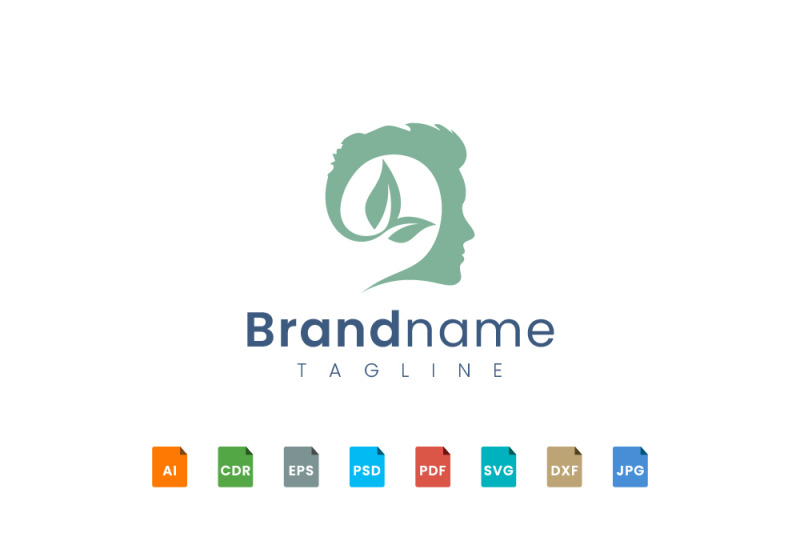 head-and-leaf-logo-template