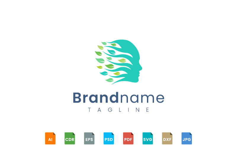 head-and-leaf-logo-template