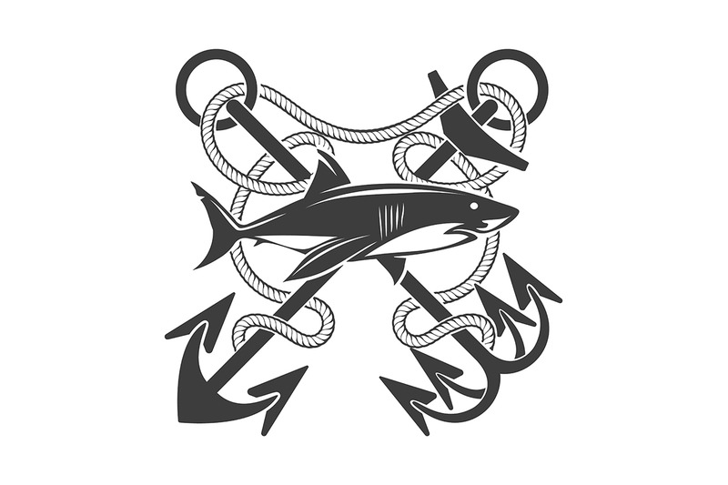 emblem-with-shark-and-crossed-anchors-in-ropes