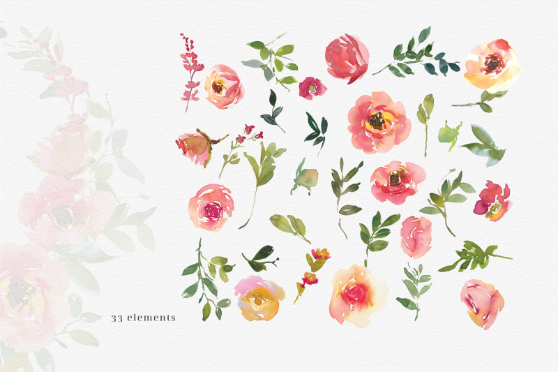 red-and-lemon-watercolor-floral-clipart