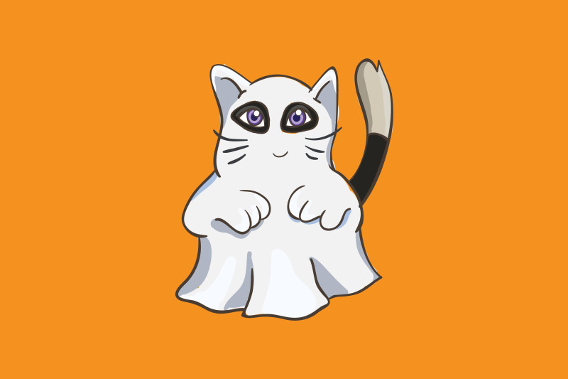 halloween-cat-with-ghost-costume