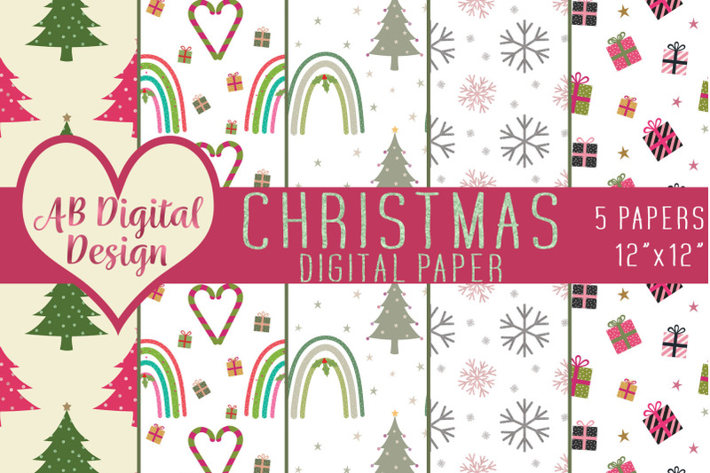 christmas-digital-paper-background-christmas-rainbows-cute-festive