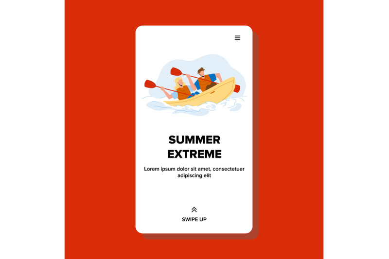 vacation-summer-extreme-in-kayak-on-river-vector