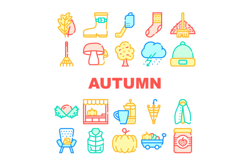 autumn-season-objects-collection-icons-set-vector