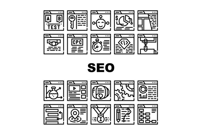 seo-search-engine-optimization-icons-set-vector