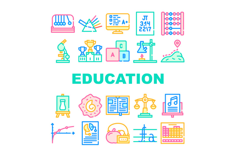 education-science-collection-icons-set-vector-illustrations