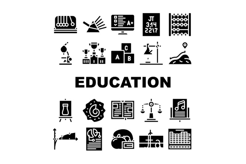 education-science-collection-icons-set-vector-illustrations