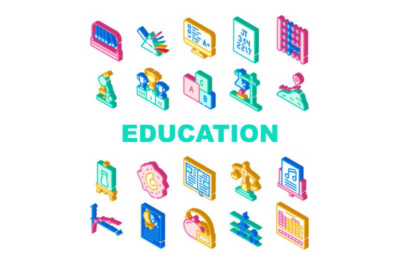 education-science-collection-icons-set-vector-illustrations