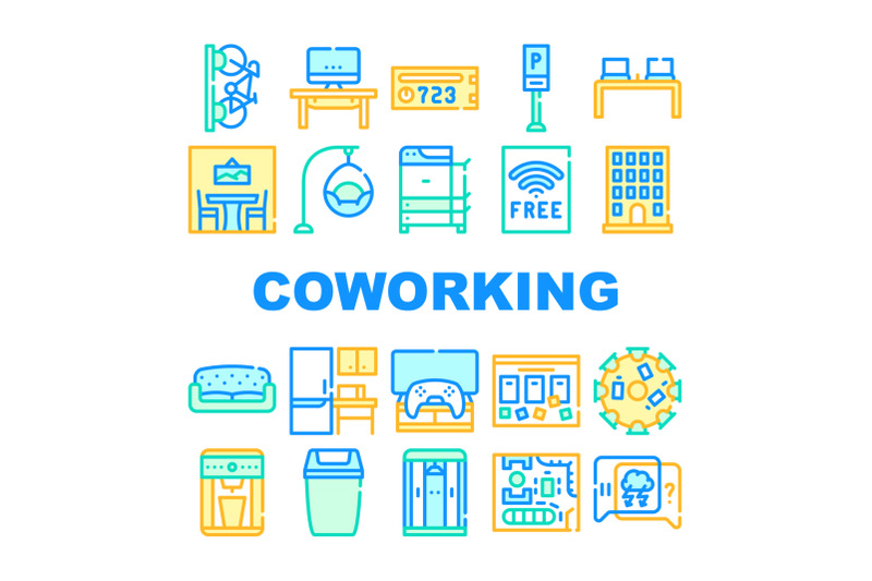 coworking-work-office-collection-icons-set-vector