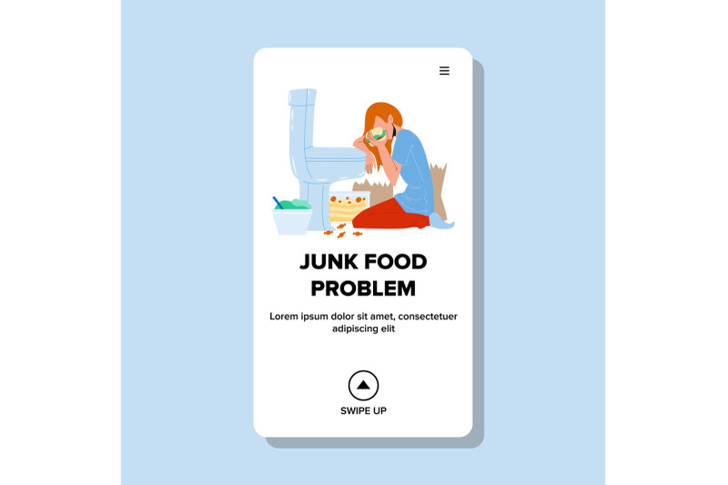 junk-food-problem-unhealthy-diet-woman-vector