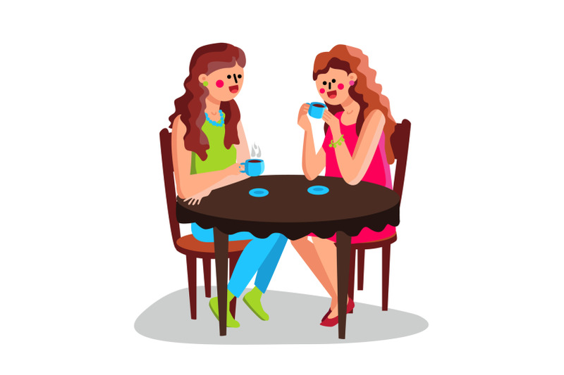 girls-drinking-hot-coffee-at-cafe-table-vector