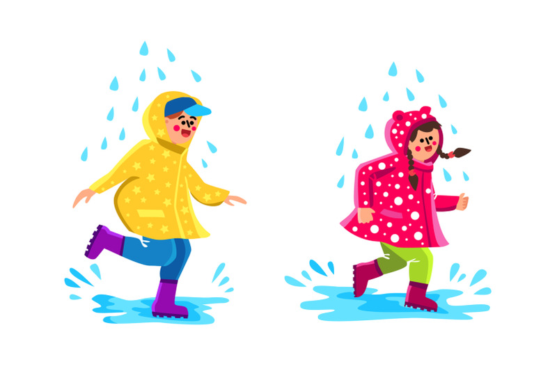 children-wearing-raincoat-walking-puddles-vector