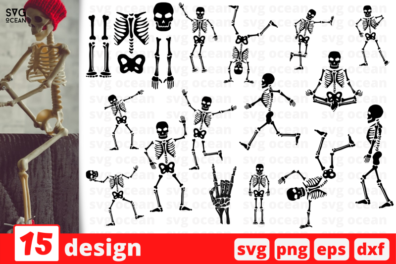 skeleton-silhouette-svg-bundle