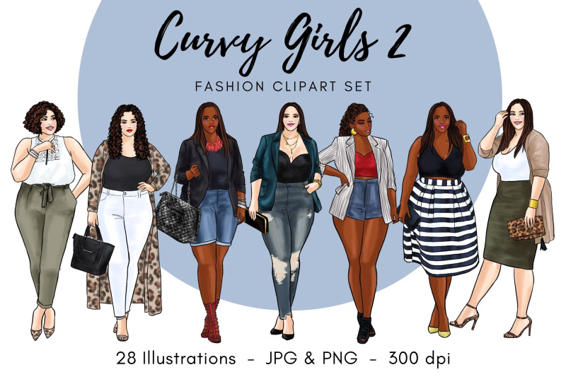 curvy-girls-2-fashion-illustration-clipart-light-skin-amp-dark-skin