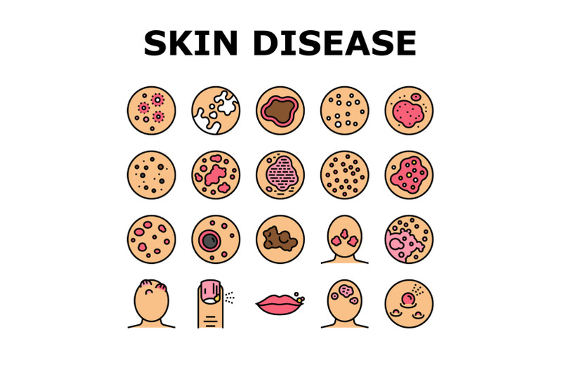 skin-disease-symptom-collection-icons-set-vector