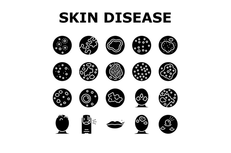 skin-disease-symptom-collection-icons-set-vector