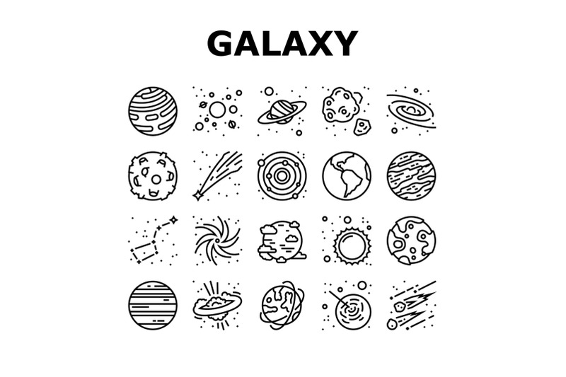 galaxy-system-space-collection-icons-set-vector