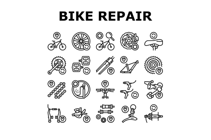 bike-repair-service-collection-icons-set-vector