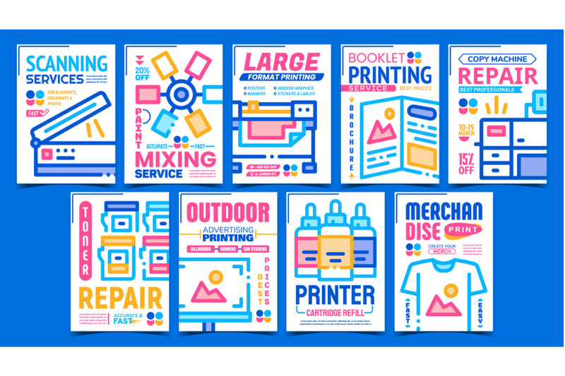 polygraphy-service-advertising-posters-set-vector