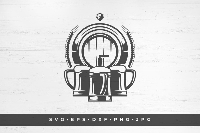 three-beer-mugs-and-a-keg-isolated-on-white-background-vector-illustr