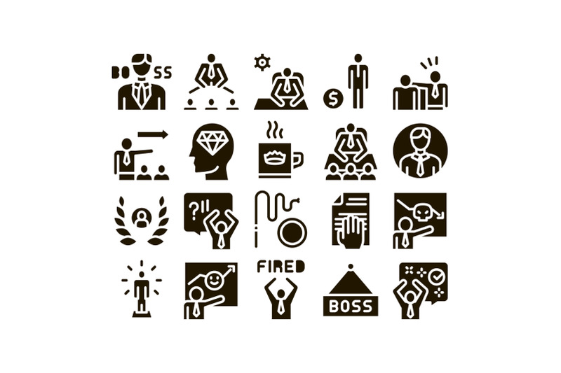 boss-leader-company-glyph-set-vector