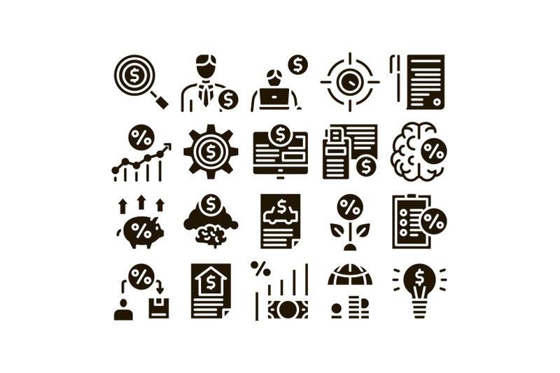 investor-financial-glyph-set-vector