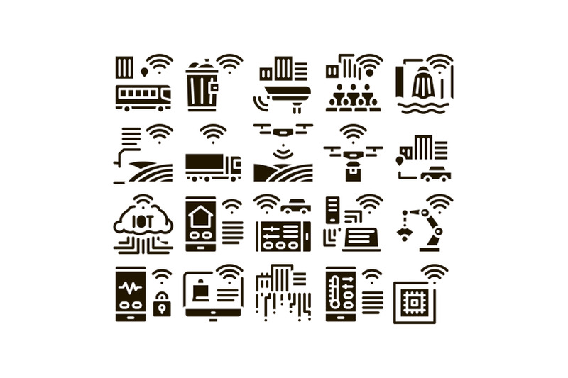 internet-of-things-glyph-set-vector