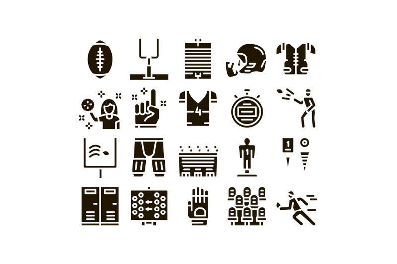 rugby-sport-game-tool-glyph-set-vector