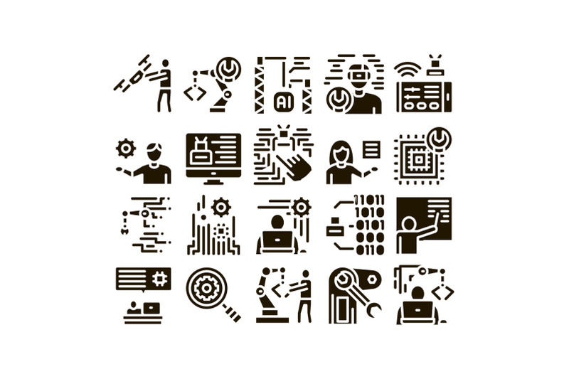 robotics-master-glyph-set-vector