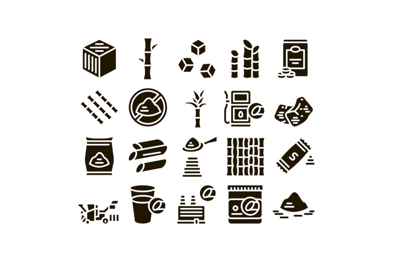 sugar-cane-agriculture-glyph-set-vector