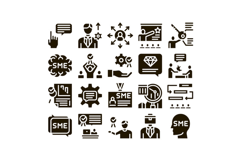 sme-business-company-glyph-set-vector