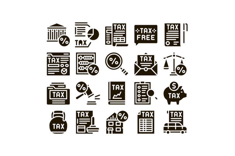 tax-system-finance-glyph-set-vector