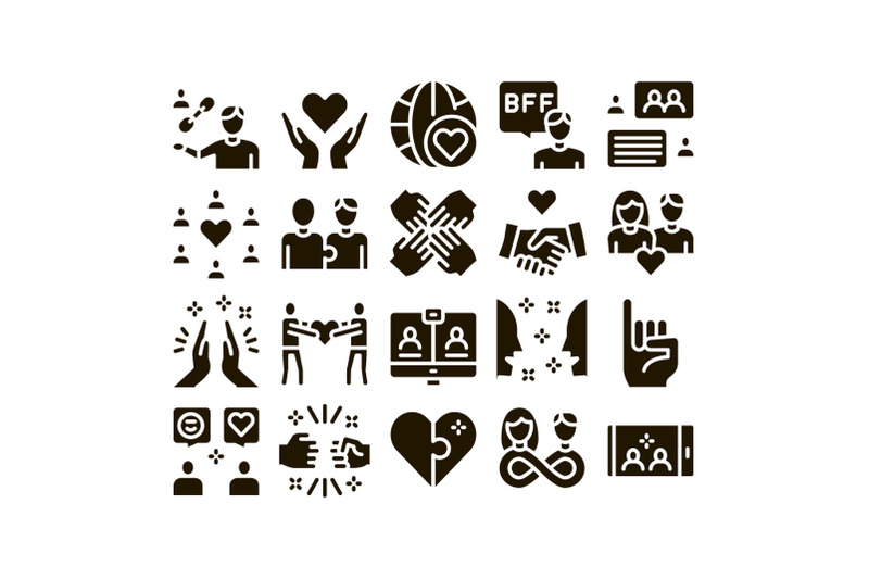 friendship-relation-glyph-set-vector